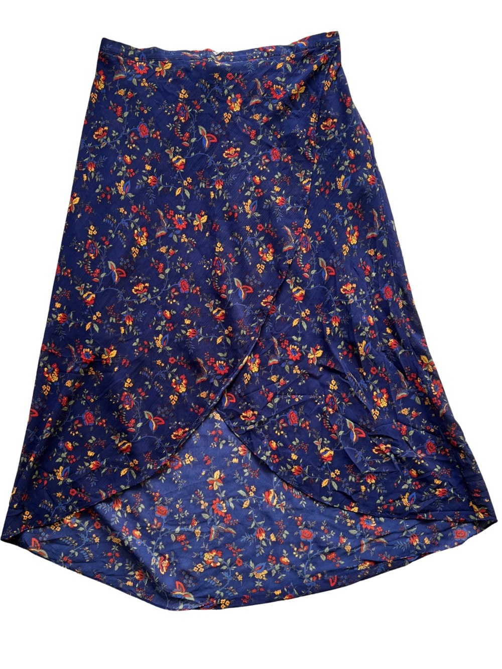 Madewell Navy Floral Midi Skirt